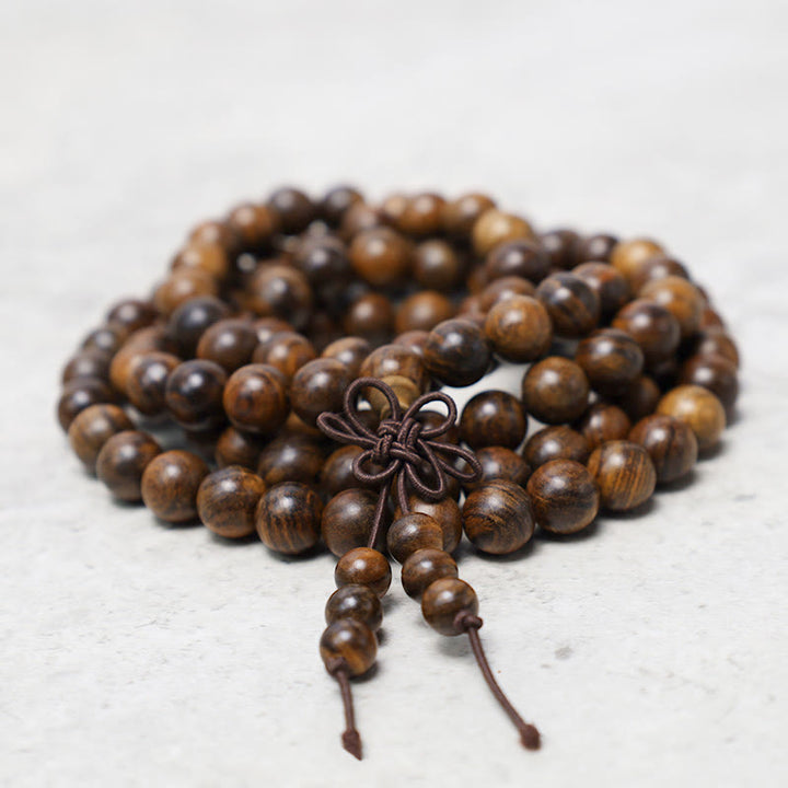 Buddha Stones 108 Mala Koraliki Bransoletka Modlitwa Medytacja Sandałowiec Elastyczny