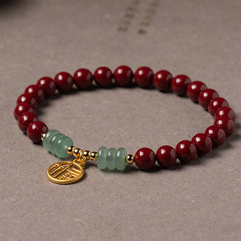 Bransoletka z Buddha Stones Cinnabar Green Aventurine Luck Blessing