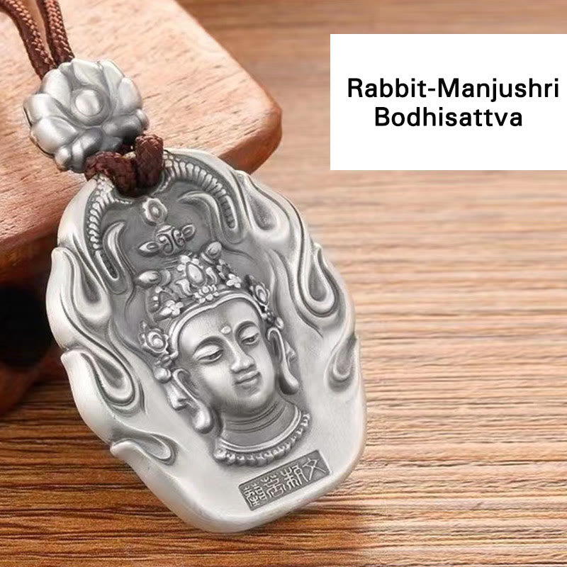 Buddha Stones Chiński Zodiak Natal Budda Om Mani Padme Hum Lotus Współczucie Naszyjnik Wisiorek - Królik-Mandziuśri Bodhisattwa - image 13