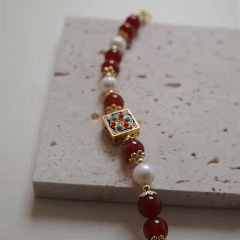 Buddha Stones Red Agat Pearl Confidence Self-accepting