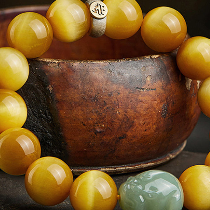Bransoletka ochronna z jadeitu PiXiu z chińskiego zodiaku Natal Buddha Tiger Eye