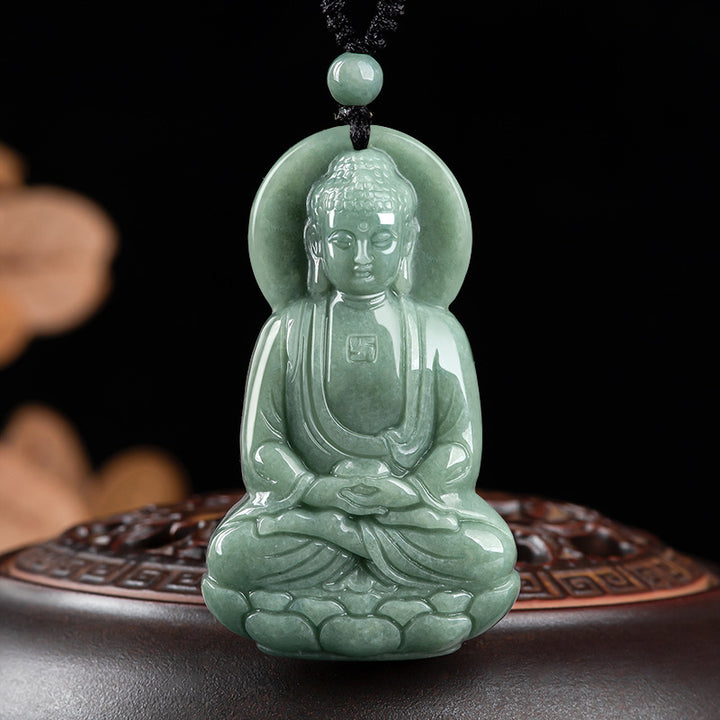 Buddha Stones Amitabha Budda Jadeitowy Amulet Naszyjnik ze Sznurka Współczucia - SYMBOL BUDDY (WSPÓŁCZUCIE ♥ SPOKÓJ) - image 1