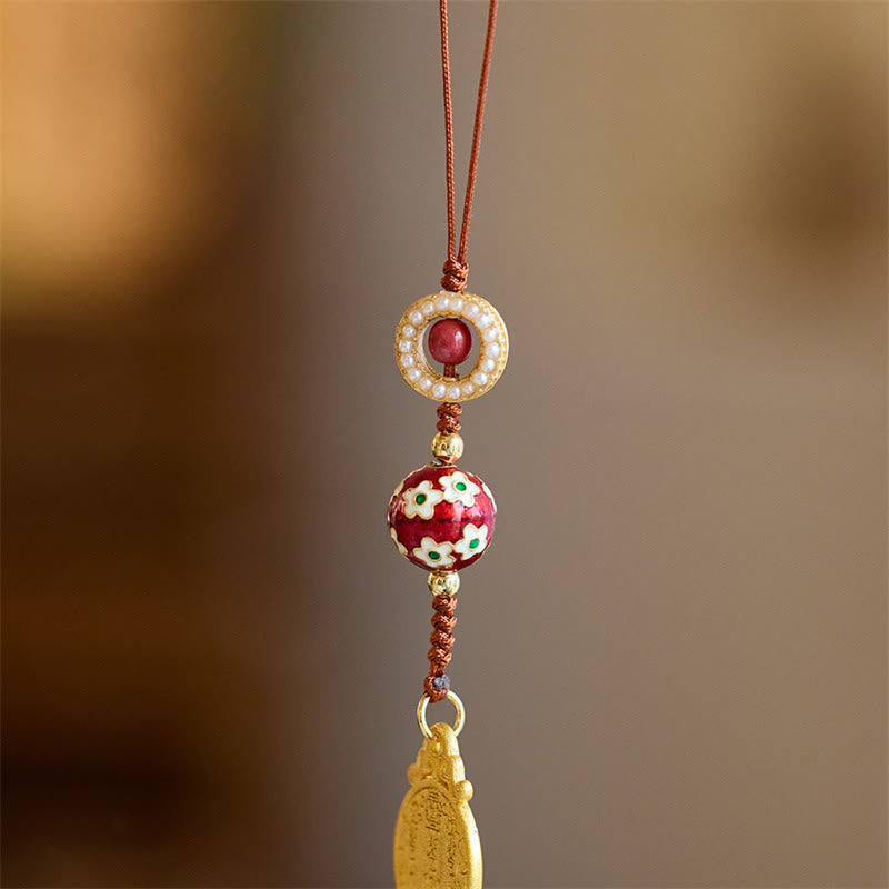Buddha Stones Wu Lou Gourd Fu Charakter Tai Sui Amulet Fortune Telefon Wiszący Dekoracja Brelok