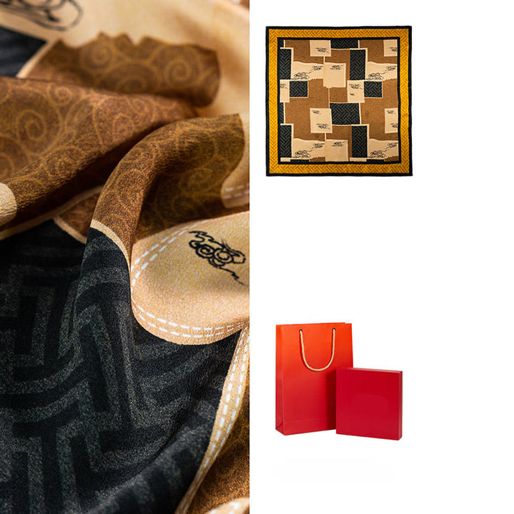 Kamienie Buddha Stones Dżungla Olej Malarstwo Pomyślne Chmury 100% Jedwabny Szalik Morwowy Premium Grade 6A Dwustronny Jedwabny Szalik na Szyję - image 24