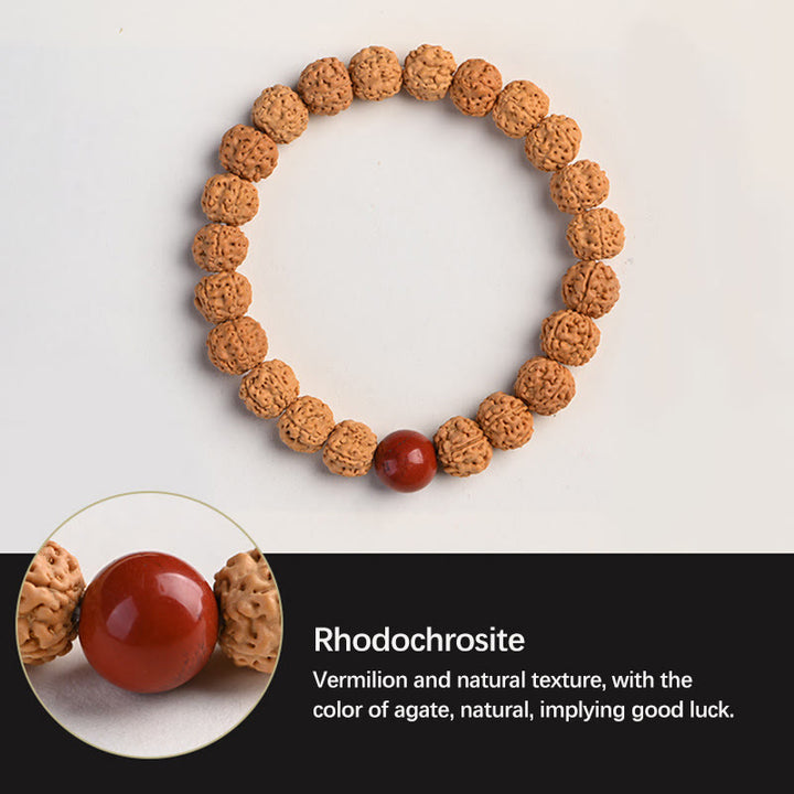 Buddha Stones Tybet Rudraksha Bodhi Seed Bransoletka Bogactwa Pomyślności