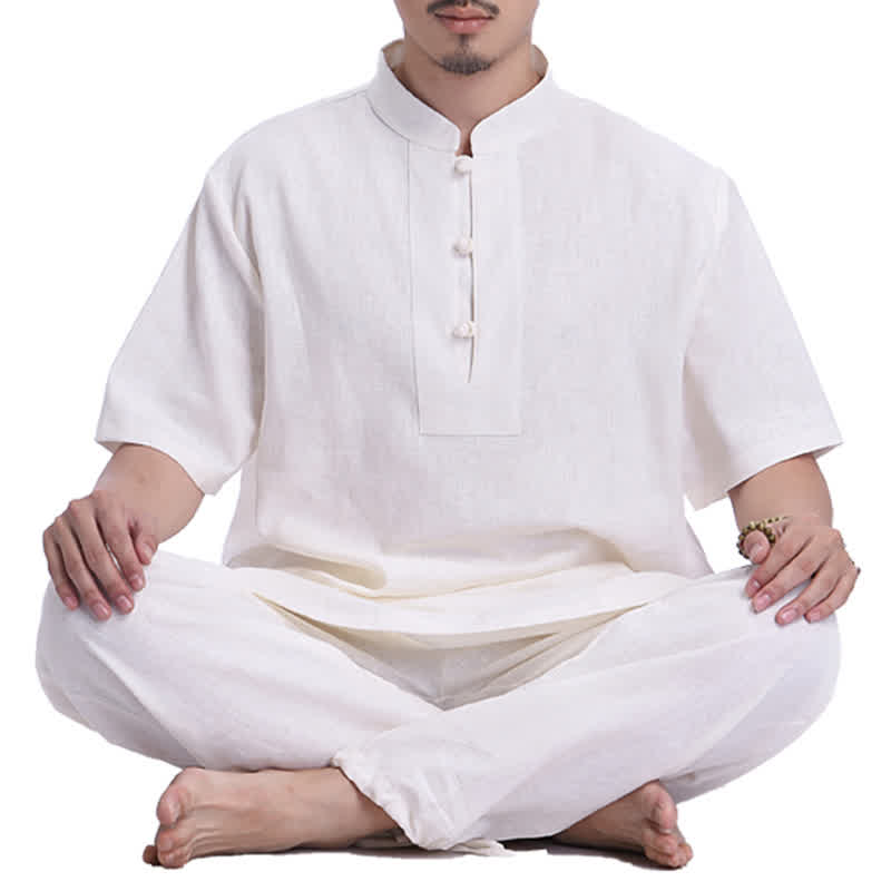 Buddha Stones Duchowa Zen Medytacja Modlitwa Praktyka Bawełna Len Odzież Męska Zestaw - image 17