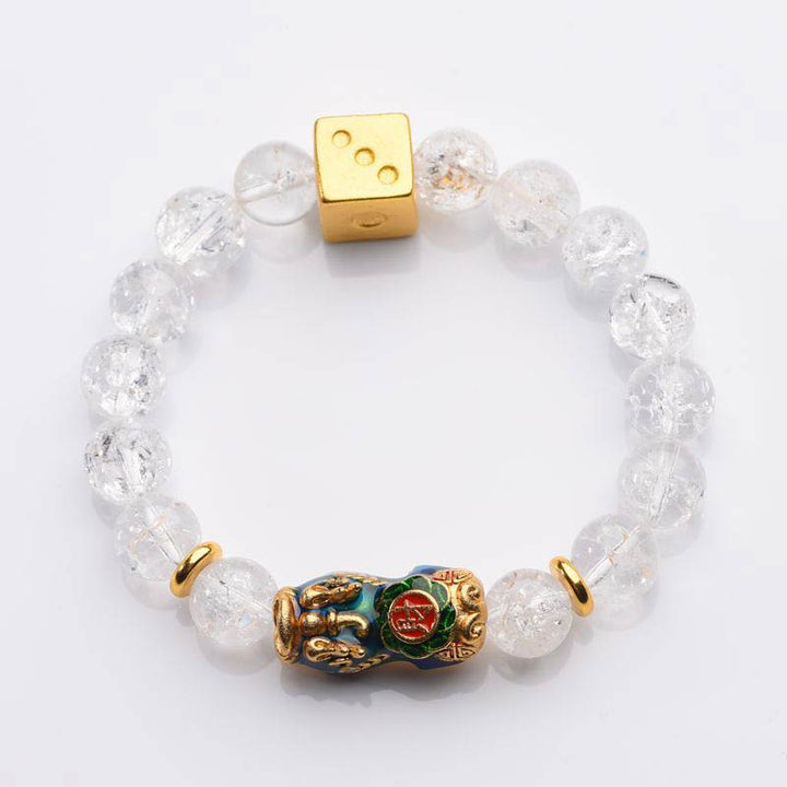 Bransoletka z kryształu PiXiu White Dice Wealth Buddha Stones zmieniająca kolor
