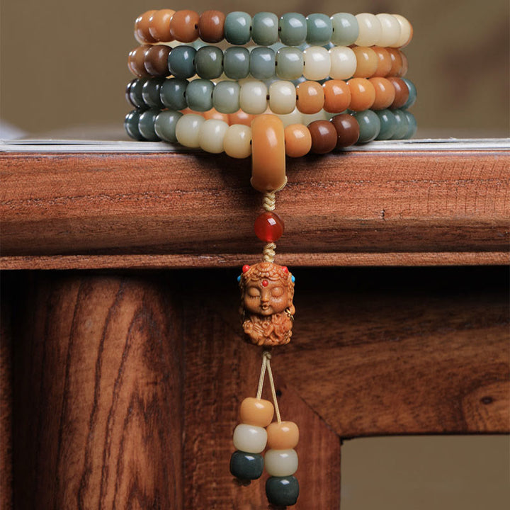 Buddha Stones 108 Mala Beads Gradient Bodhi Seed Green Tara Budda Grawerowany Pokojowy Bransoletka Harmonii