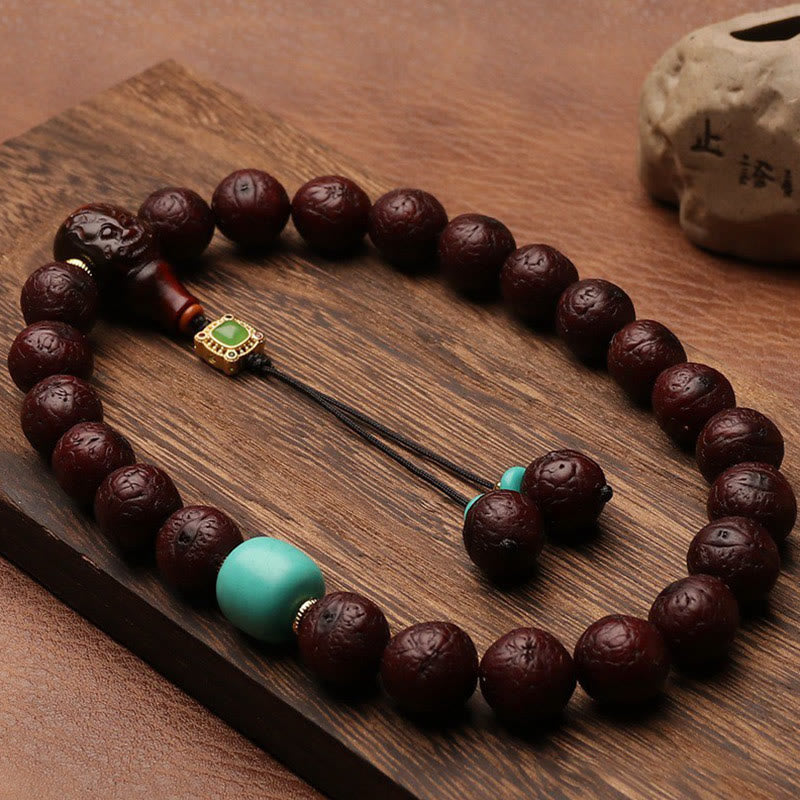 Buddha Stones Tybetańskie Nasiona Bodhi Agat Koralik Szczęście Bogactwo Tassel Charm Nadgarstek Mala