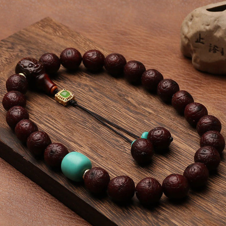 Buddha Stones Tybetańskie Nasiona Bodhi Agat Koralik Szczęście Bogactwo Tassel Charm Nadgarstek Mala