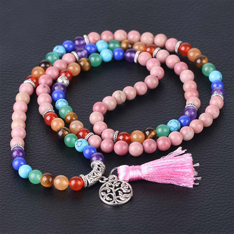 Buddha Stones 108 Mala Koraliki Rodonit Niebieski Kryształ Lazulit Bransoletka Lecznicza