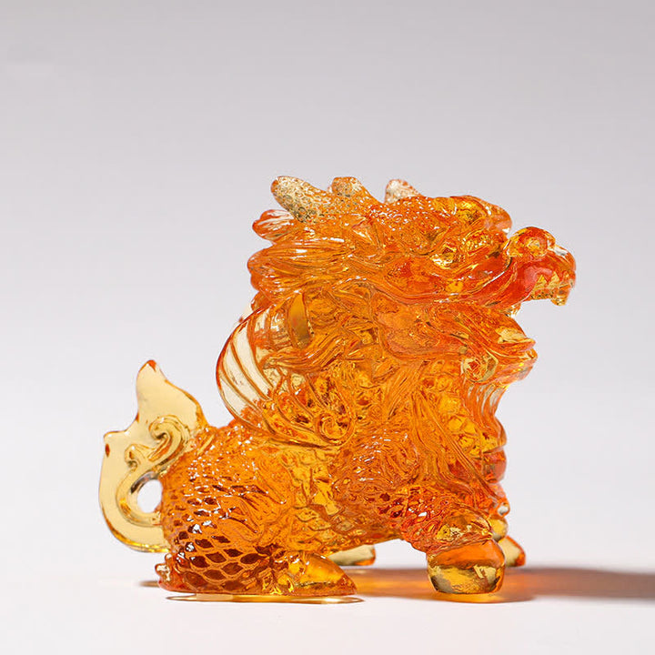 Buddha Stones Feng Shui Kirin Ręcznie Robione Kryształowe Dzieło Sztuki Liuli Dekoracja Domu i Biura