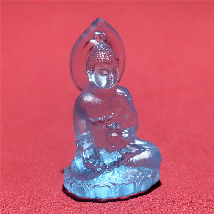 Buddha Stones Niebieski Tathagata Budda Medycyna Budda Liuli Kryształ Spokój Amulet Naszyjnik Wisiorek - image 8