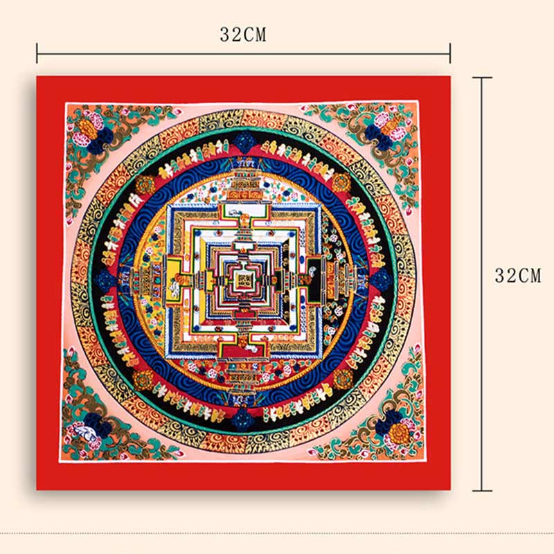 Tybetański ręcznie malowany obraz Thangka Mandala w pudełku z losowym wzorem kolorystycznym