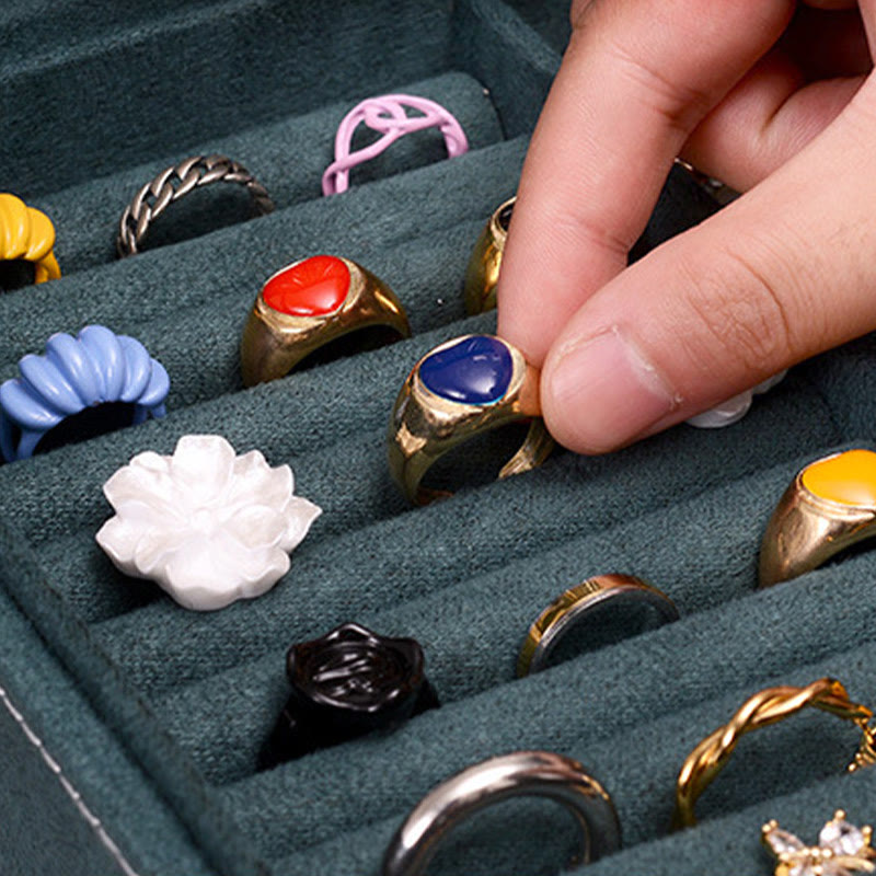 Buddha Stones Prosty Design Organizer na biżuterię Jednowarstwowy flanelowy organizer na biżuterię z zamkiem - image 7