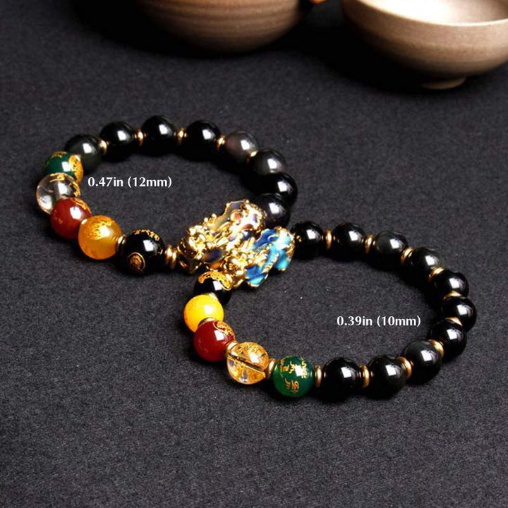 Bransoletka z Buddha Stones zmieniająca kolor PiXiu Obsidian Wealth