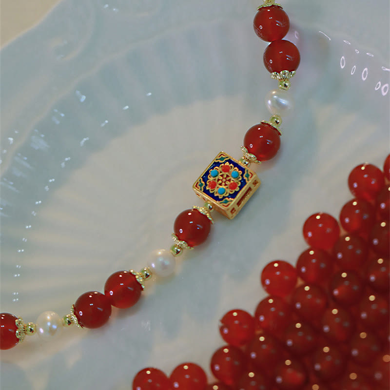 Buddha Stones Red Agat Pearl Confidence Self-accepting