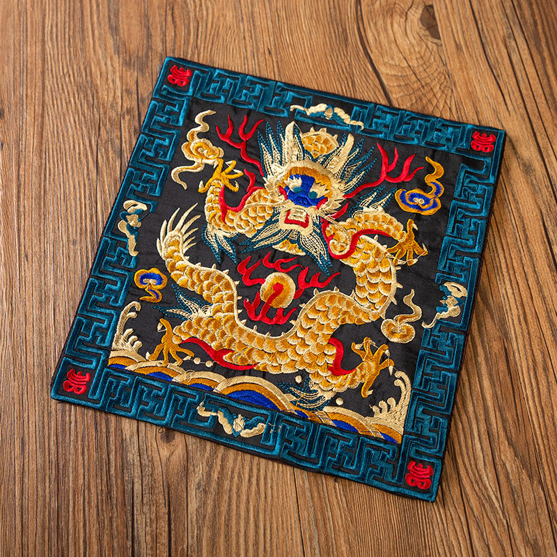 Buddha Stones Feniks Smok Kirin Haft Podkładka Pod Kubek Pod Kubek Herbaty Kung Fu Podkładka Pod Kubek Herbaty