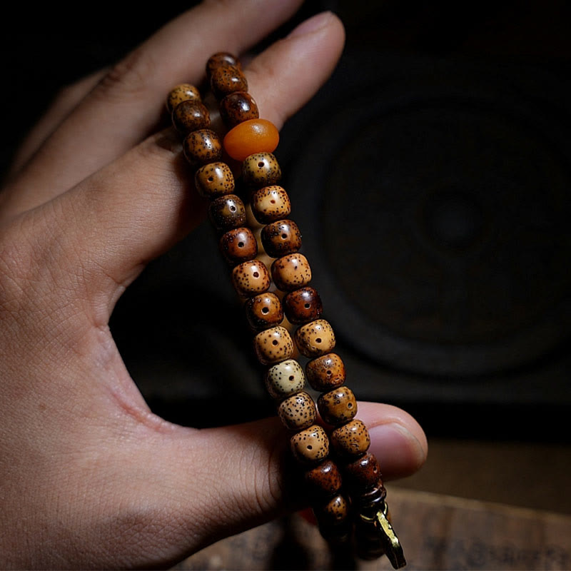 Buddha Stones Tybetańskie Nasiona Bodhi Bursztyn Dzi Koralik Agat Zakiram Bogini Bogactwa Koraliki Bransoletka Potrójnie Owijana
