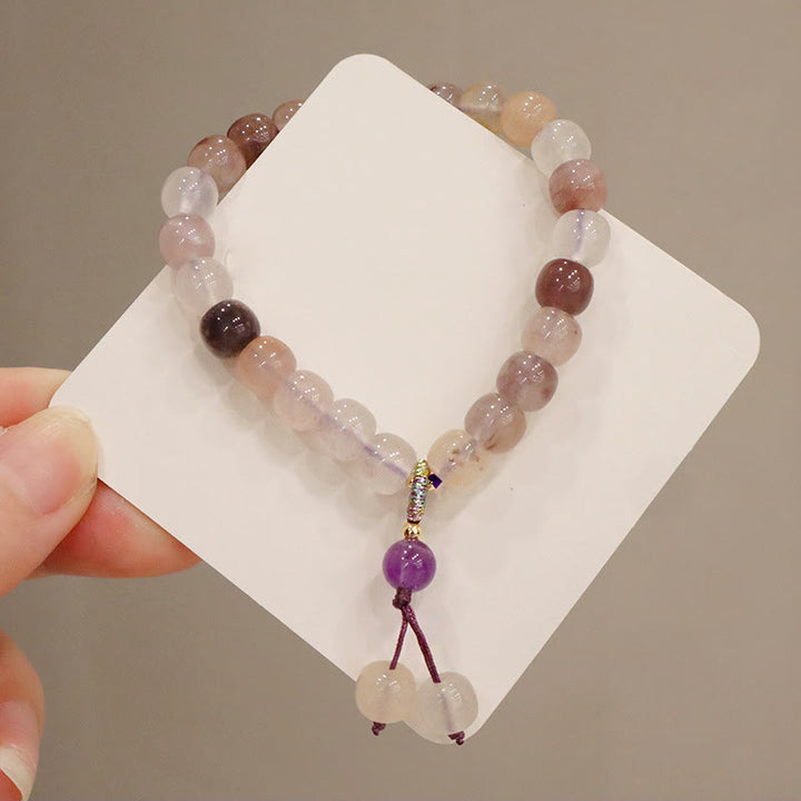Buddha Stones Naturalne Fioletowe Złote Jedwabne Jade Fioletowe Kwiaty Koraliki Charm Bransoletka Bogactwo