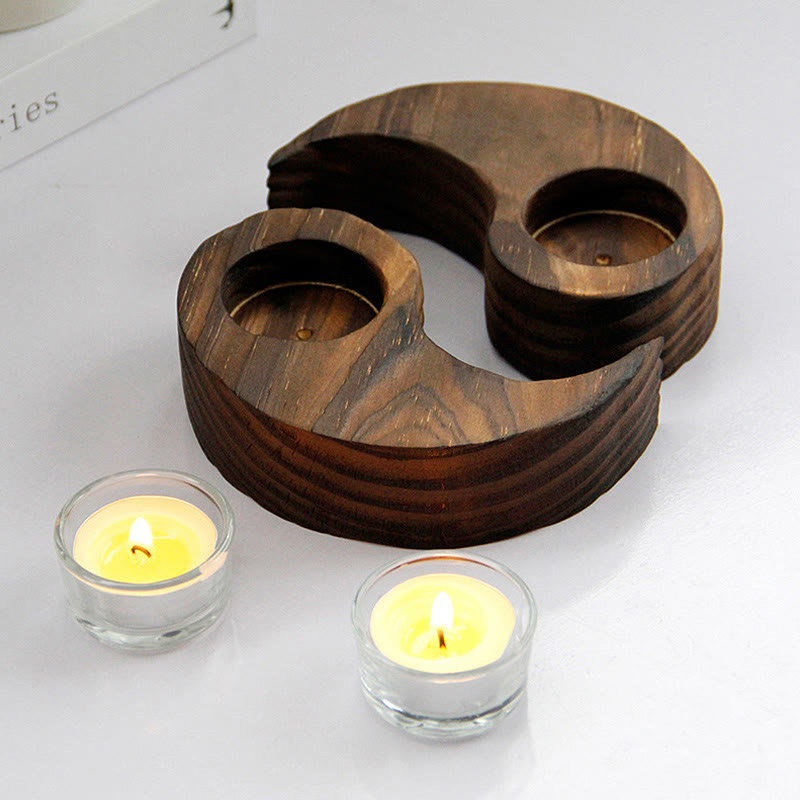 Buddha Stones Yin Yang Drewniany Świecznik Medytacja Rytuały Użyj Przedmiotów