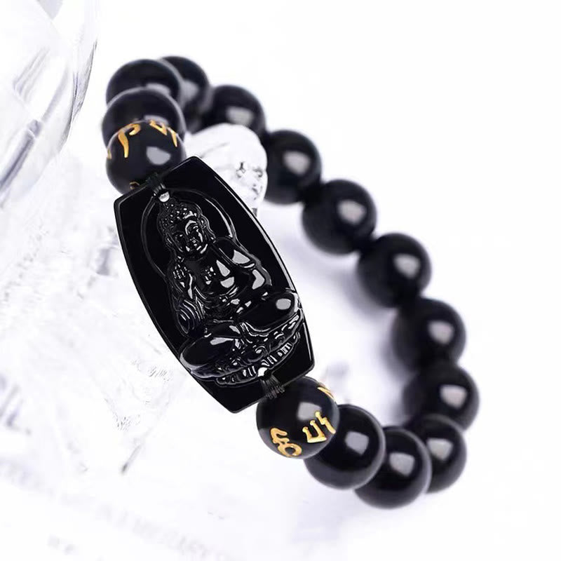 Bransoletka ochronna z obsydianu zodiaku Buddha Stones