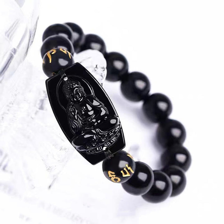 Bransoletka ochronna z obsydianu zodiaku Buddha Stones