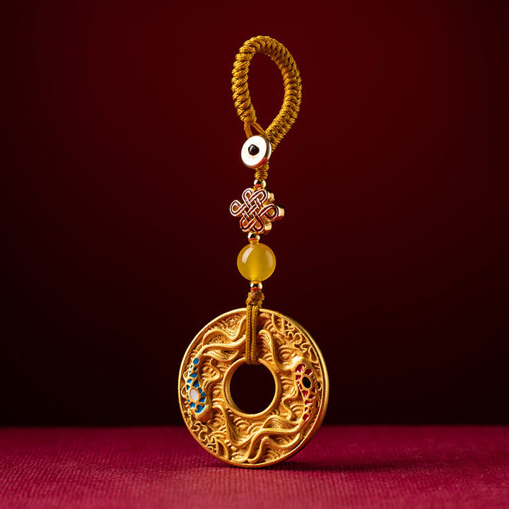 Buddha Stones Podwójna Ryba Koi Klamra Spokoju Brelok Do Kluczy Bogactwo Szczęście