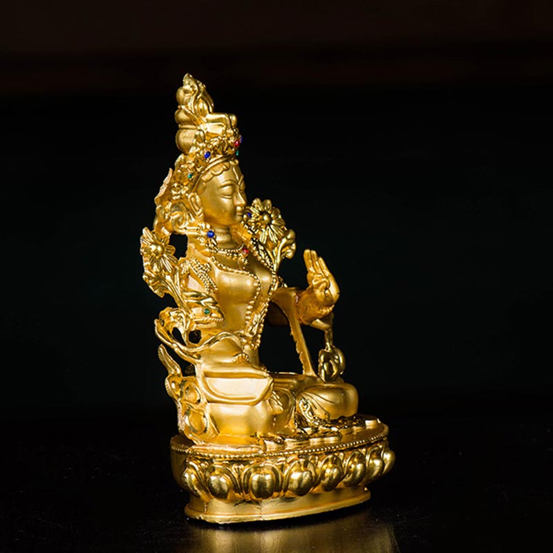 Buddha Stones Bodhisattwa Biała Tara Nadzieja Ochrona Pozłacana Statua Dekoracja