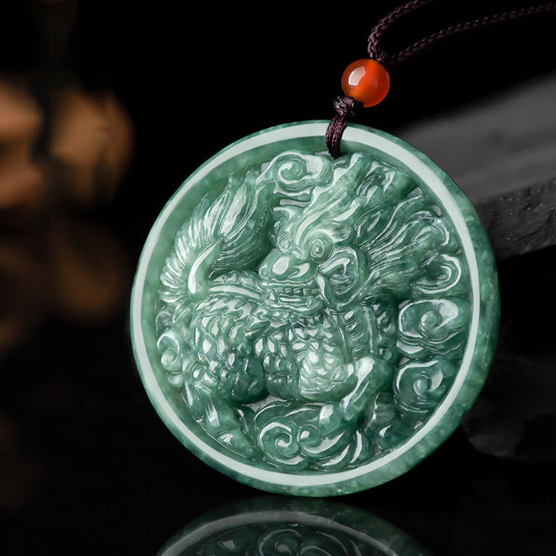 Naszyjnik z naturalnym jadeitem Kirin Abundance z Buddha Stones