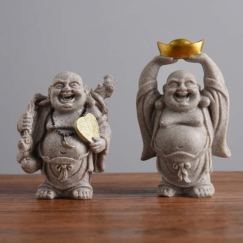 Buddha Stones Śmiejący się Budda Żywica Statua Błogosławieństwo Dekoracja Domu - image 1
