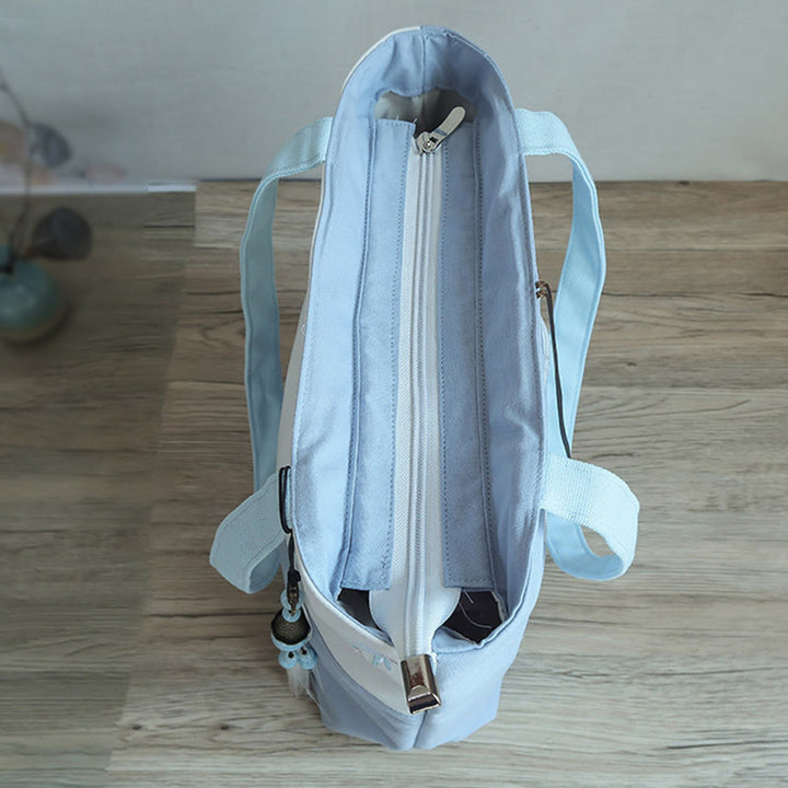 Kwiat gruszy śliwka brzoskwiniowy kwiat bambus haft płótno duża pojemność torba na ramię torba typu tote - image 9