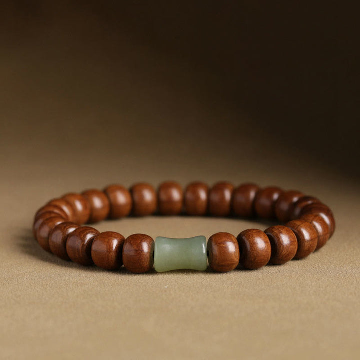 Buddha Stones Naturalne Abelia Biflora Drewno Hetian Jade Bambus Koralik Bransoletka Odpędzająca Złe Duchy