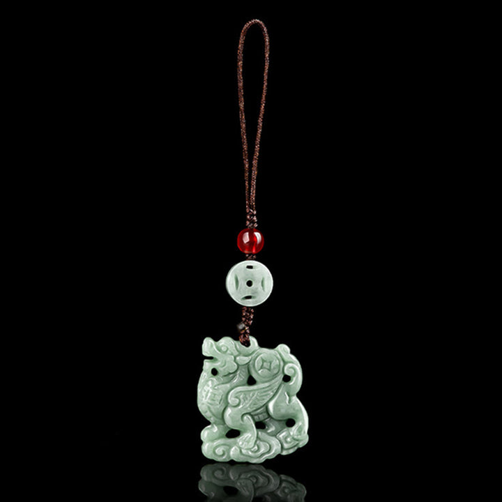 Buddha Stones Naturalny Jade Kirin Dobrobyt Telefon Wiszący Dekoracja