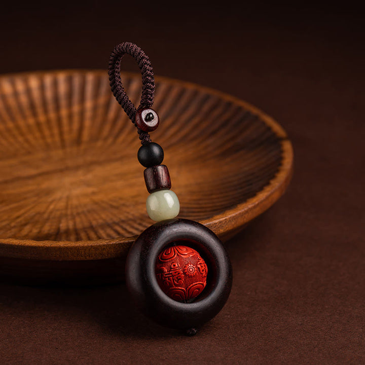 Buddha Stones Tybet Om Mani Padme Hum PiXiu Miedziana Moneta Mały Liść Czerwony Sandałowiec Cynober Ochrona Brelok