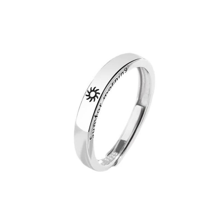 Buddha Stones 925 Srebro Sterling Ochrona Słońca Księżyca Regulowany Pierścień Pary