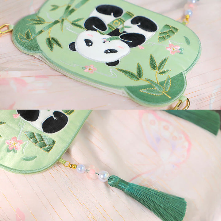 Haft Buddha Stones Szczęśliwa Panda Kot Shiba Inu Jeleń Królik Lis Kwiat Urocze Zwierzę Hanfu Torba Torebka Crossbody Torba Na Ramię