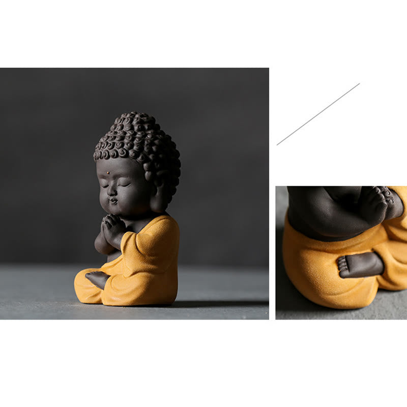 Buddha Stones Mały Budda Spokój Fioletowa Glina Dekoracja Biurka Domowego