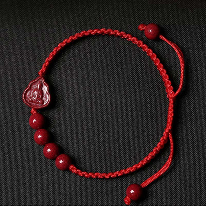 Buddha Stones Śmiejący się Budda Awalokiteśwara Cinnabar Błogosławieństwo Sznurkowa bransoletka