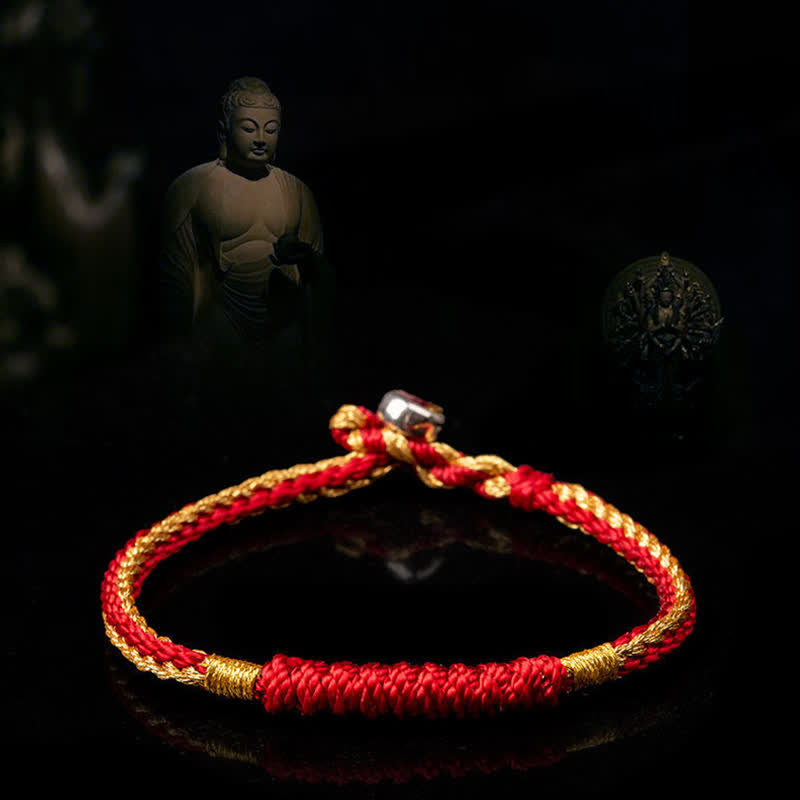 Bransoletka ochronna z Buddha Stones Tybetański ręcznie warkoczowy sznurek szczęścia