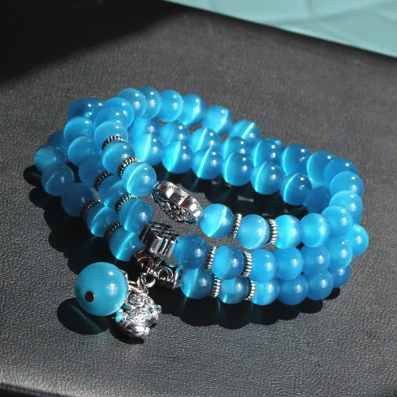 Bransoletka z potrójnym owinięciem w kocie oko PiXiu z Buddha Stones