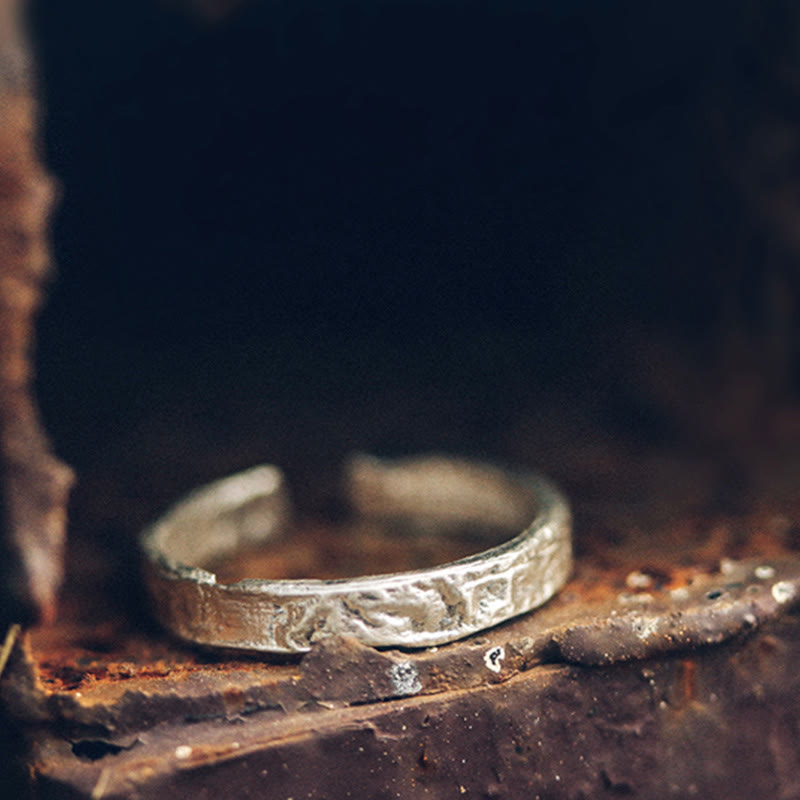 Pierścionek dla pary z prostym wzorem Buddha Stones ze srebra próby 925 i błogosławieństwa - image 3