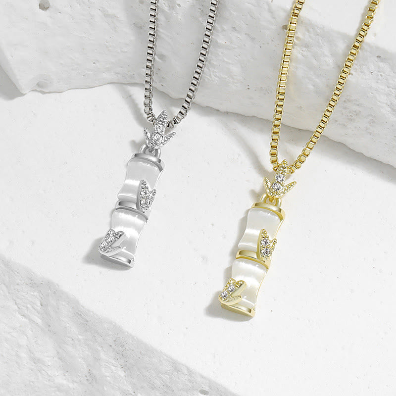 Buddha Stones Chalcedon Bambus Wzór Harmony Naszyjnik Wisiorek