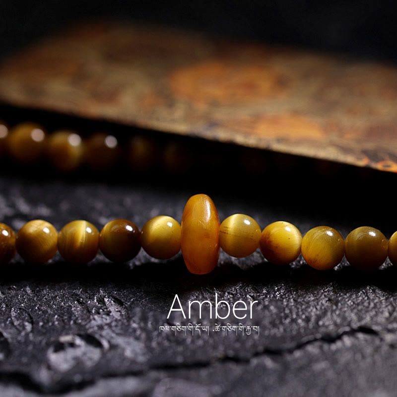 Buddha Stones 108 Mala Koraliki Naturalne Tygrysie Oko Miedź Dorje Ochrona Bransoletka z Chwostem