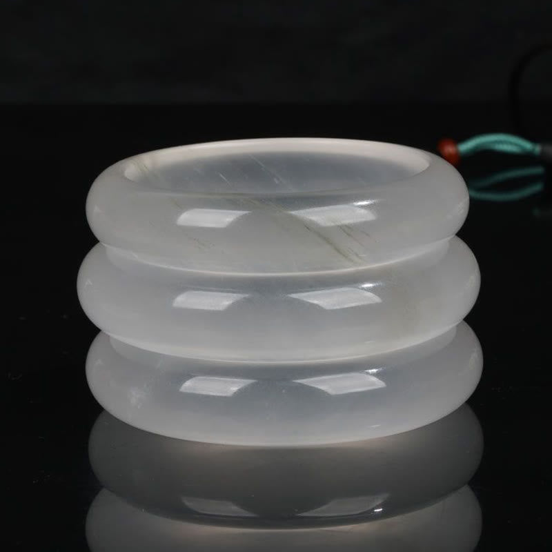 Buddha Stones Naturalny Przezroczysty Złoty Jedwabny Jadeit Bransoletka Bogactwo Szczęście Bangle