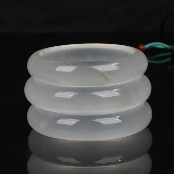 Buddha Stones Naturalny Przezroczysty Złoty Jedwabny Jadeit Bransoletka Bogactwo Szczęście Bangle