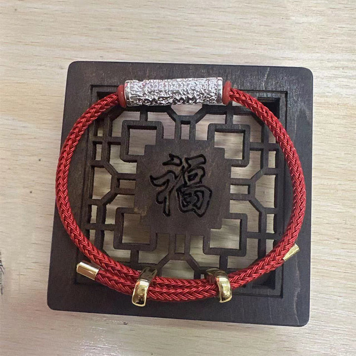 Buddha Stones Tybetańskie Ręcznie Robione Tai Sui Ochrona Liny Siła Pleciona Bransoletka