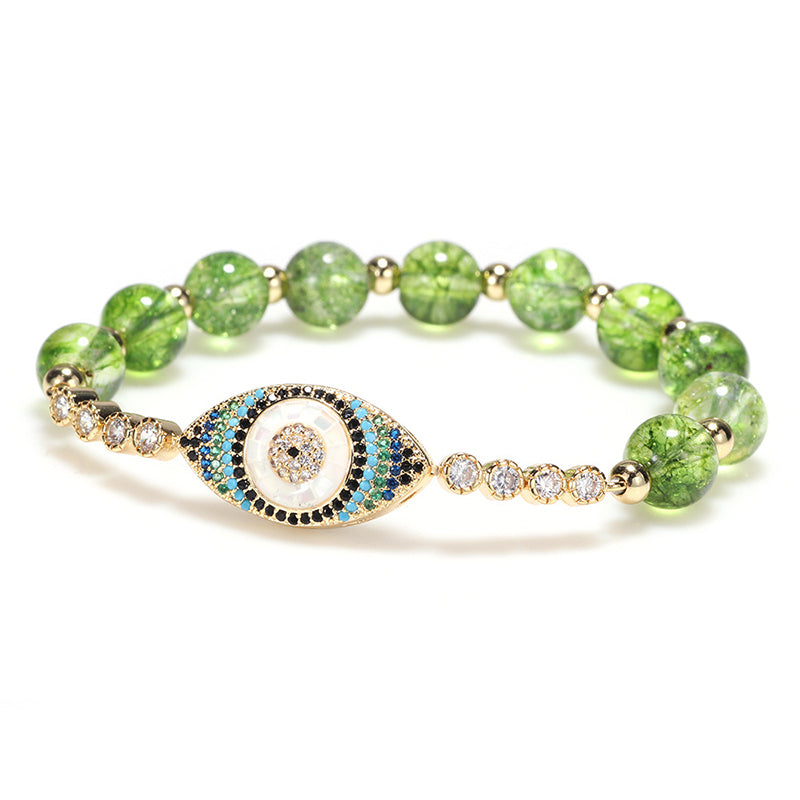 Bransoletka z Buddha Stones Naturalny Peridot Złe Oko Obfitość