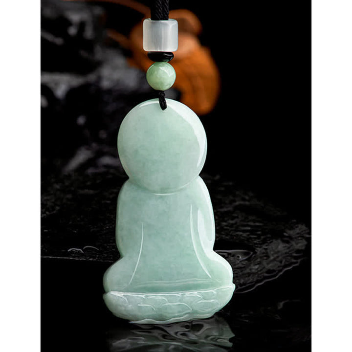 Buddha Stones Amitabha Budda Jadeitowy Amulet Naszyjnik ze Sznurka Współczucia - image 15