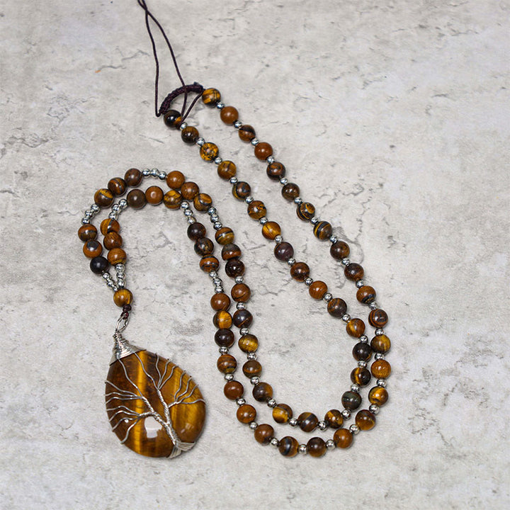 Naszyjnik z Buddha Stones Natural Tiger Eye Strength